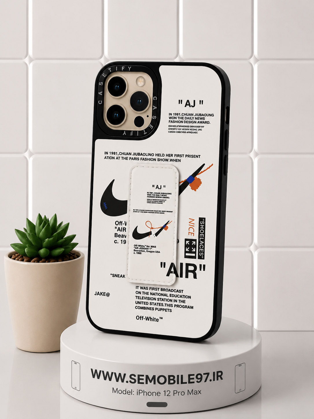 قاب گوشی Iphone 12 ProMax استندشو به همراه گلس رایگان