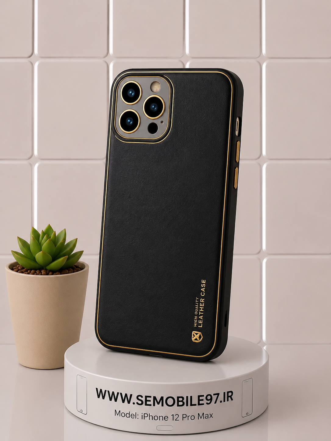قاب گوشی Iphone 12 ProMax چرم به همراه گلس رایگان