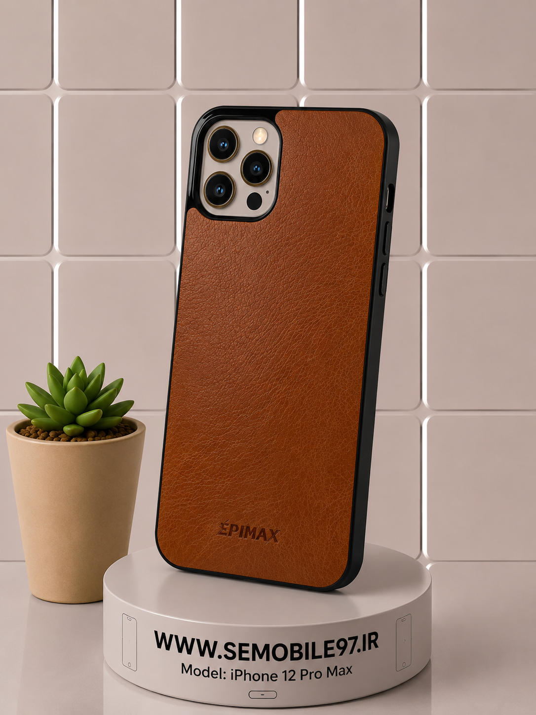 قاب گوشی Iphone 12 ProMax طرح چرم به همراه گلس رایگان