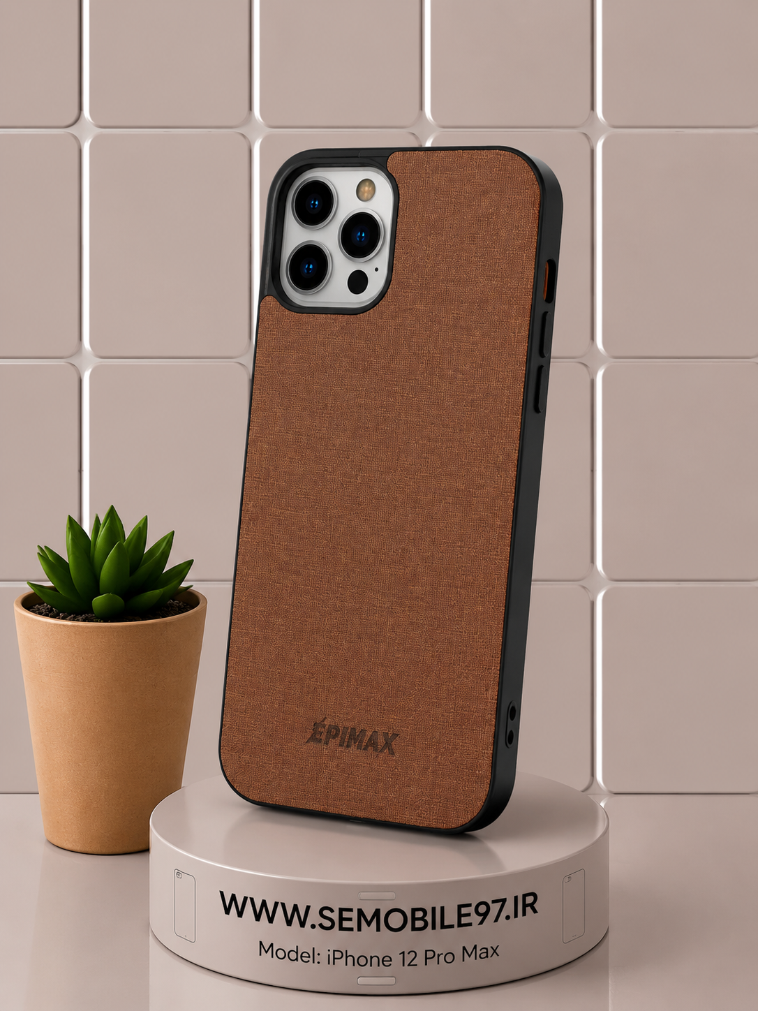قاب گوشی Iphone 12 ProMax طرح چرم به همراه گلس رایگان