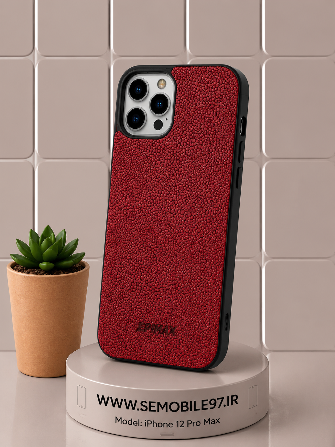 قاب گوشی Iphone 12 ProMax طرح چرم به همراه گلس رایگان