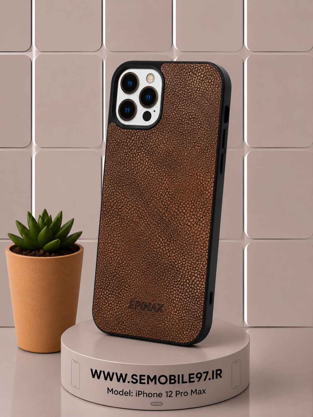 قاب گوشی Iphone 12 ProMax طرح چرم به همراه گلس رایگان