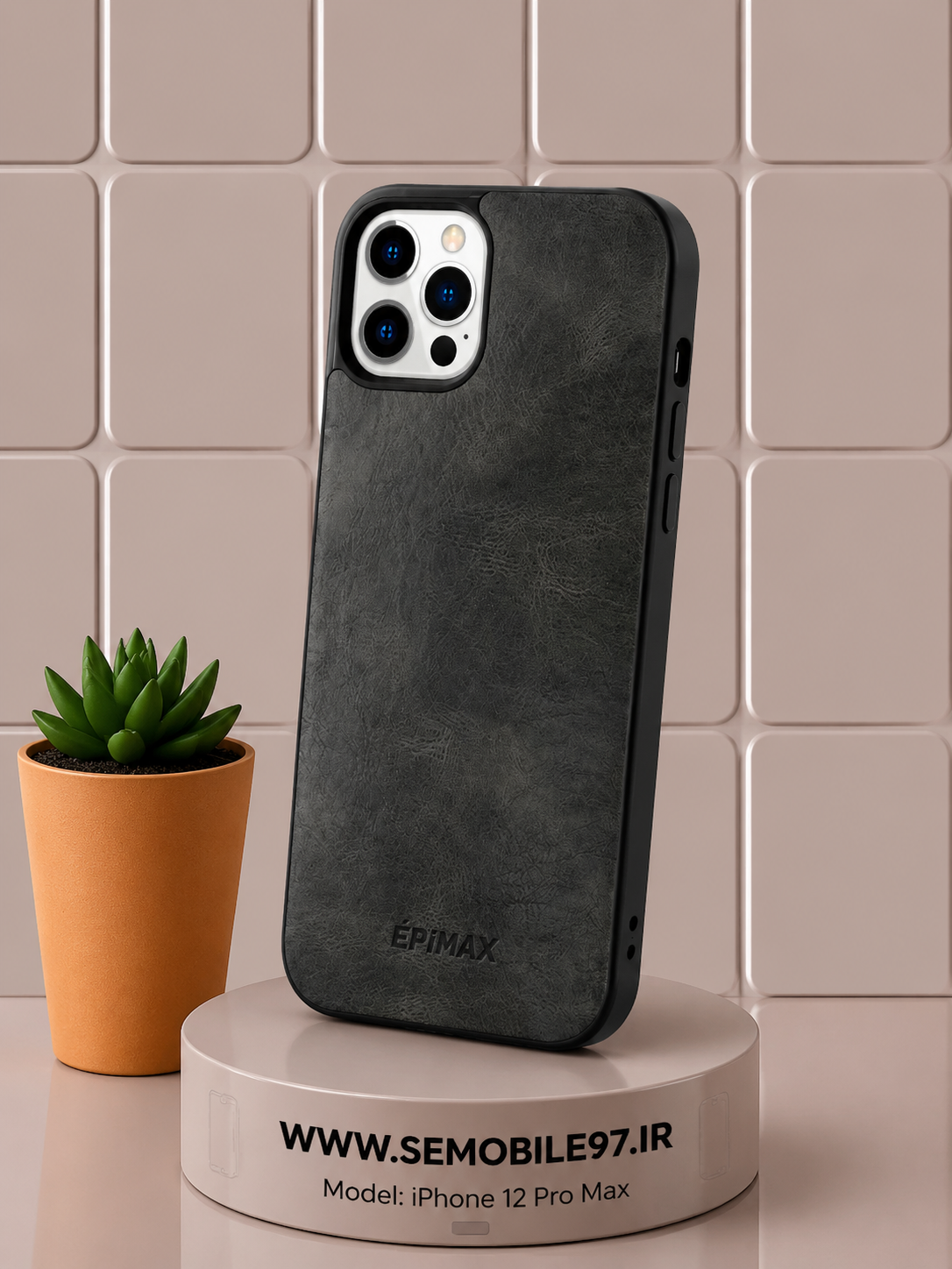 قاب گوشی Iphone 12 ProMax طرح چرم به همراه گلس رایگان