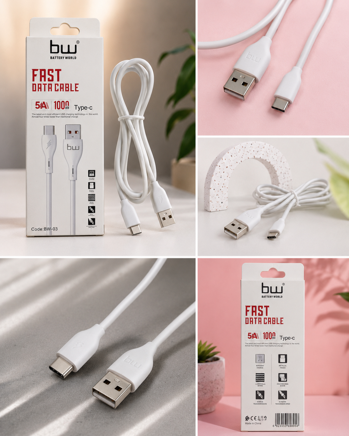 کابل شاررژ USB به USB_C  بی دبلیو مدل BW-03 New
