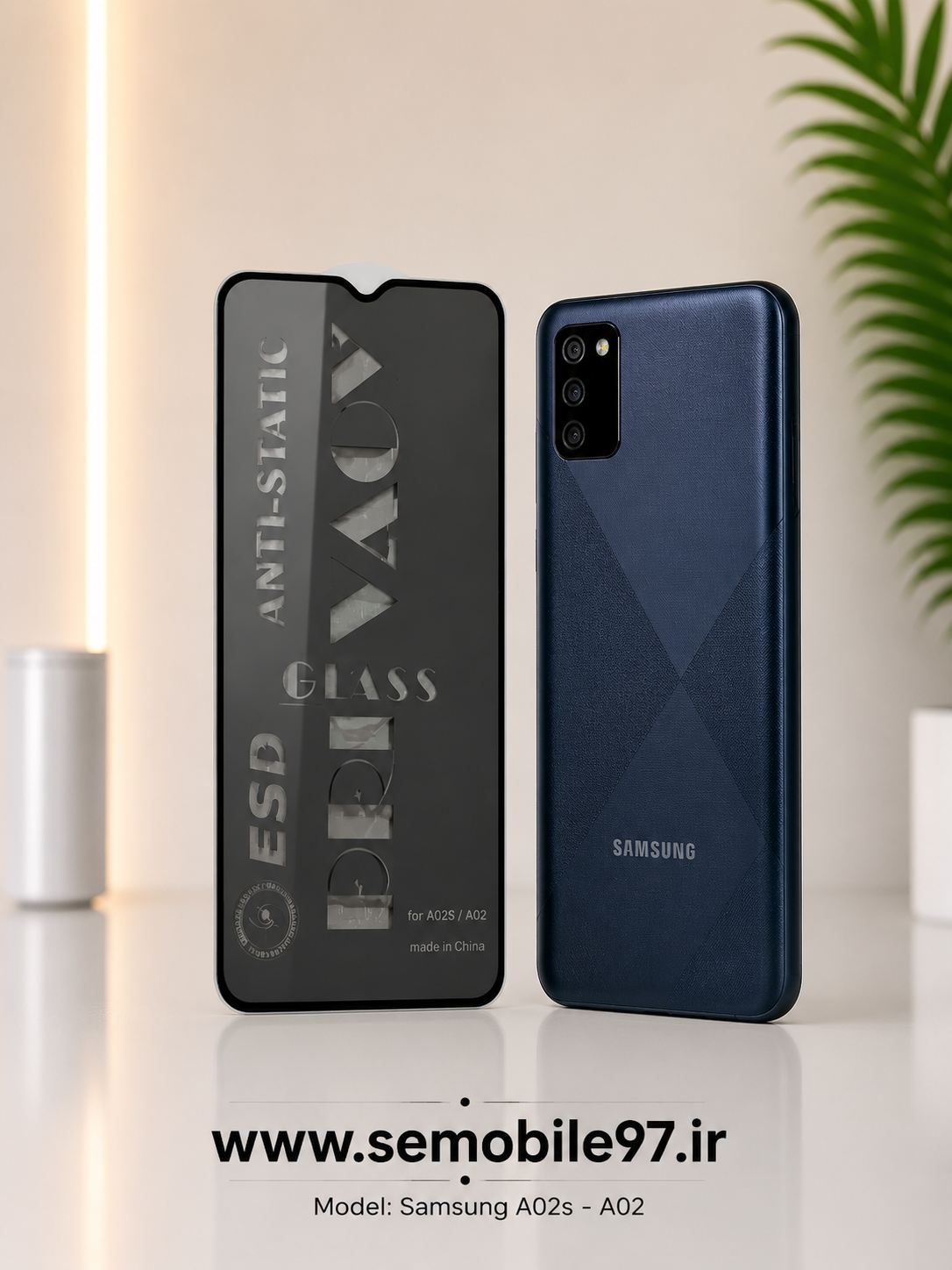 گلس گوشی Samsung A02s - A02  آنتی استاتیک پرویسی حریم خصوصی