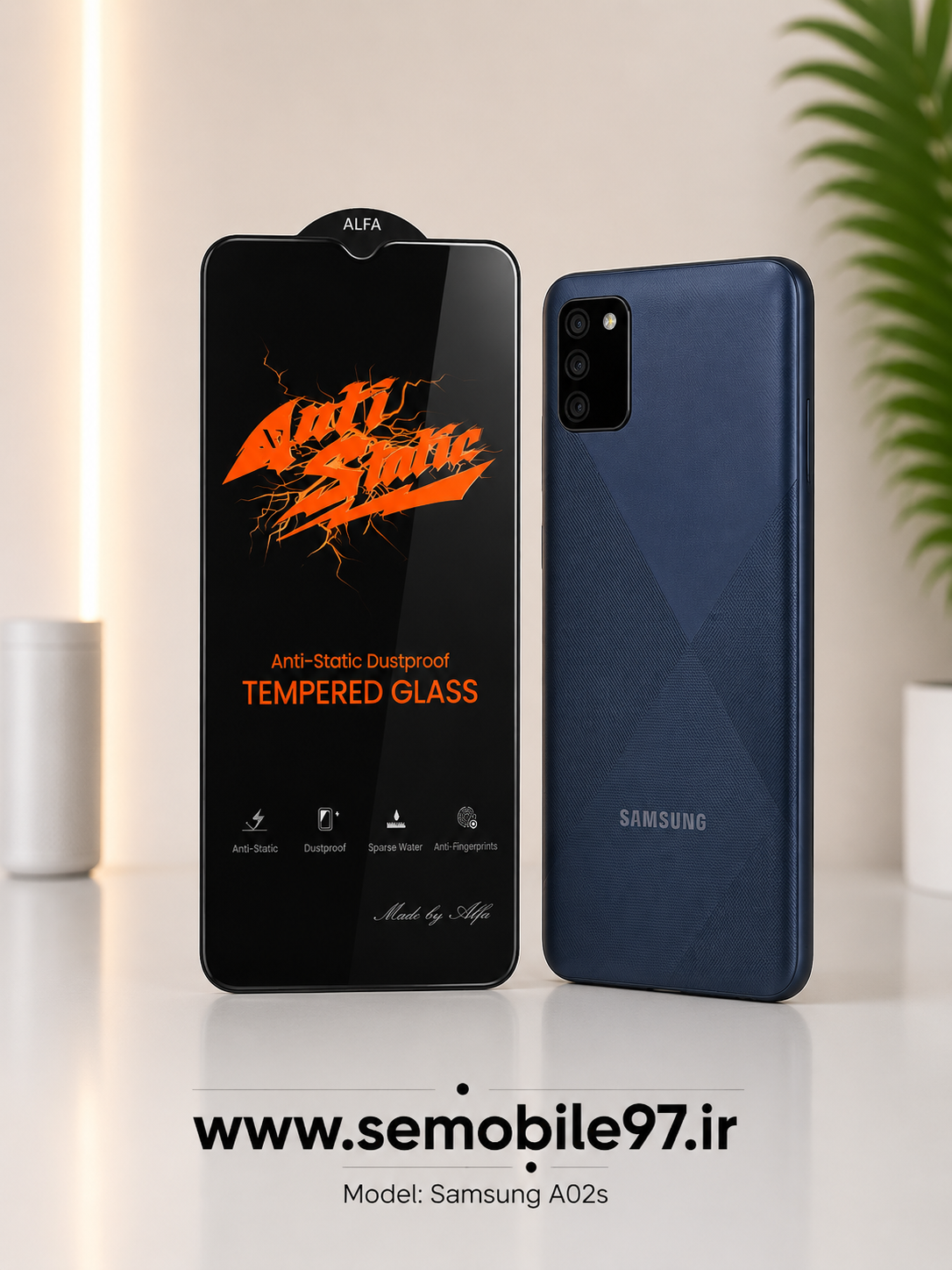 گلس گوشی Samsung A02s - A02  آنتی استاتیک