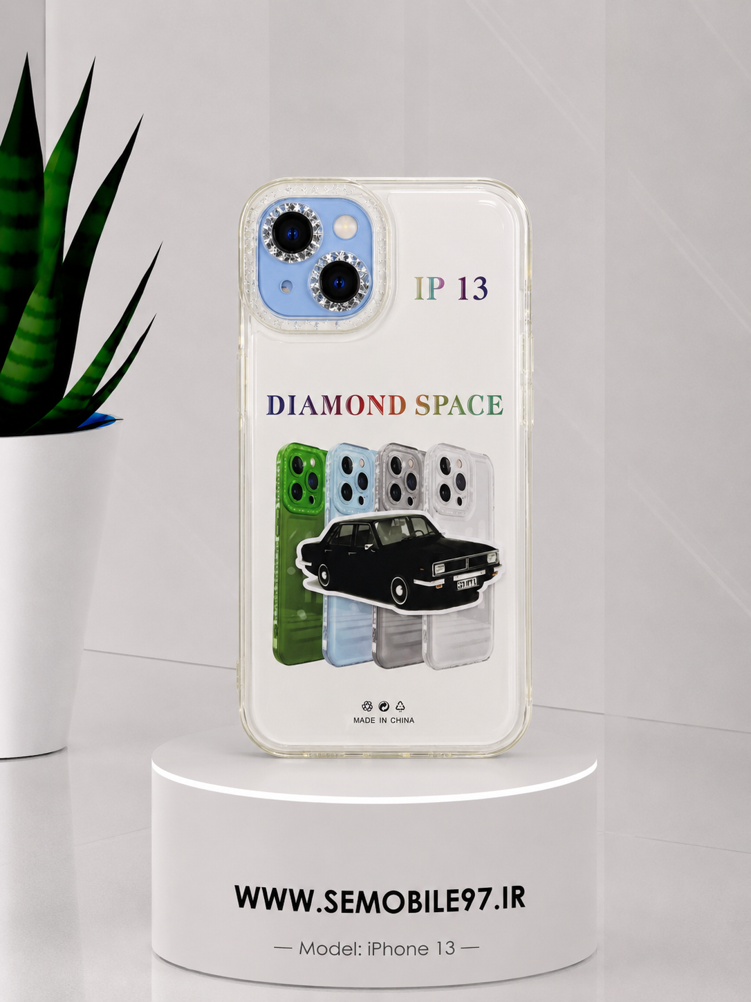 قاب گوشی IPHONE 1 13 طرحدار دور طرح نگینی