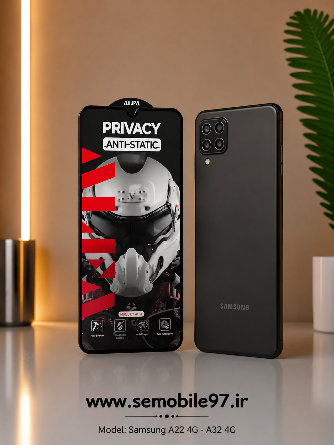 گلس گوشی Samsung A32 4G - A22 4G  آنتی استاتیک پرویسی حریم خصوصی
