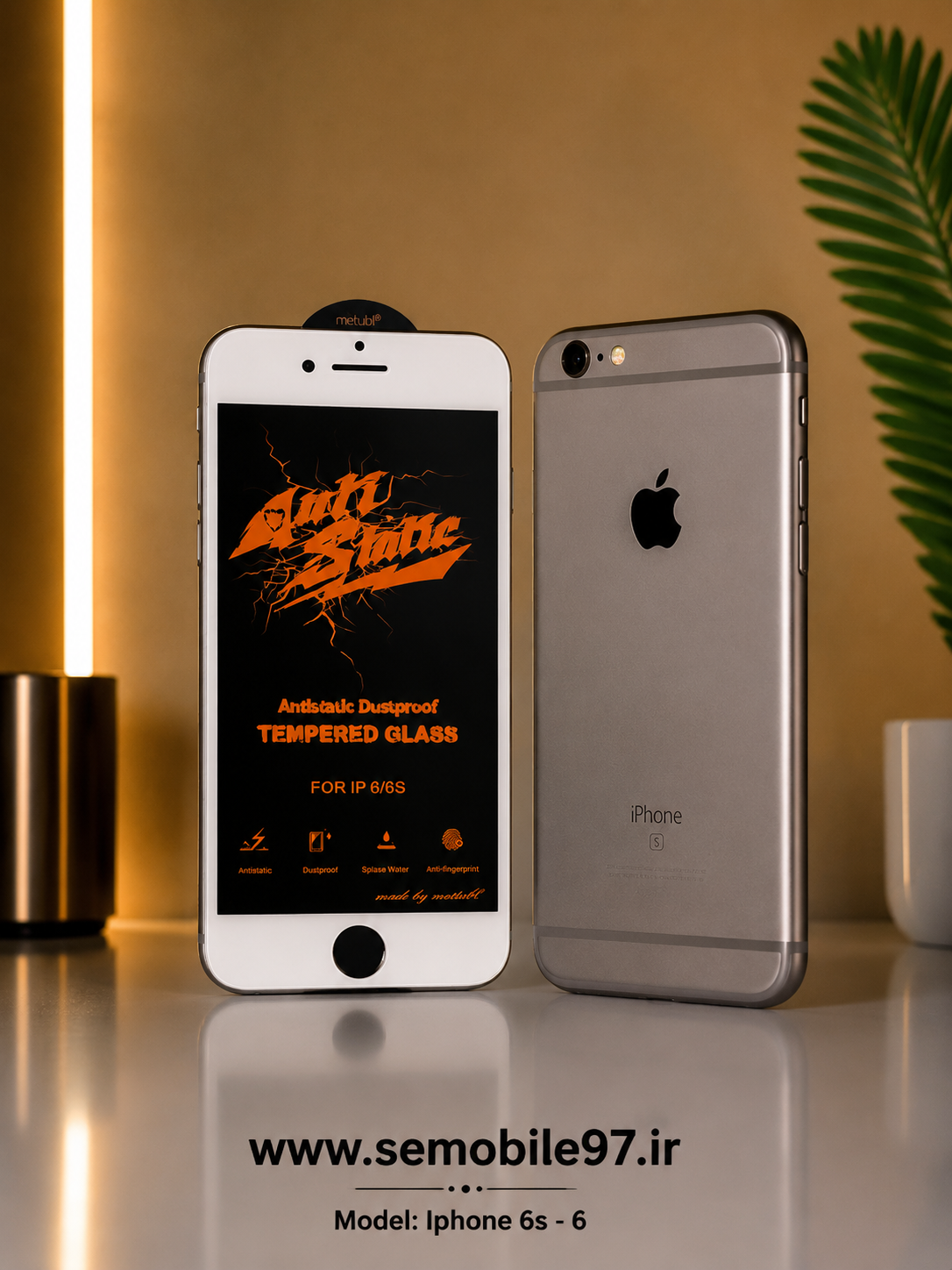 گلس گوشی Iphone 6s - 6 آیفون مدل  آنتی استاتیک سفید