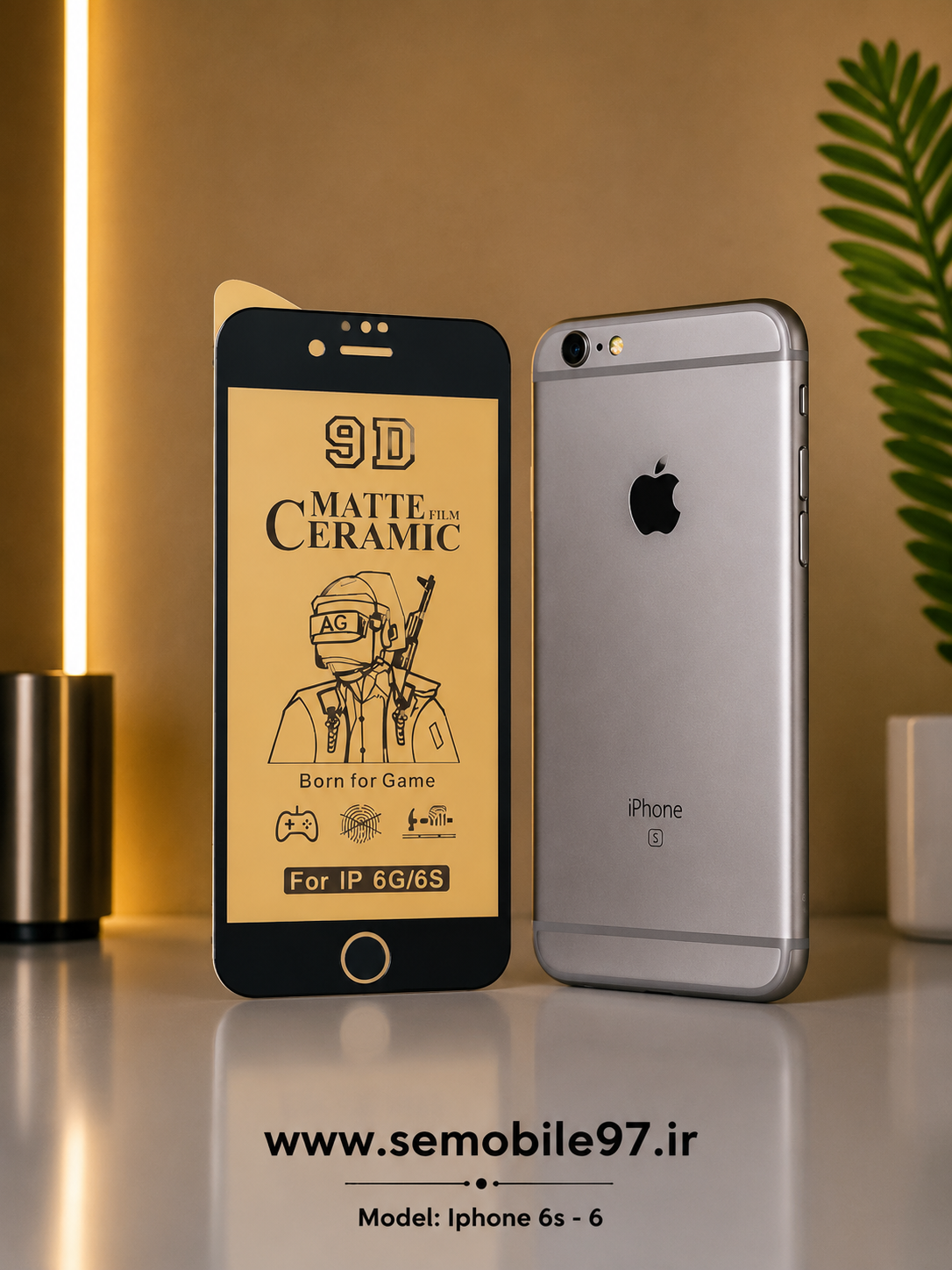 گلس گوشی Iphone 6s - 6 آیفون مدل  سرامیک مات مشکی