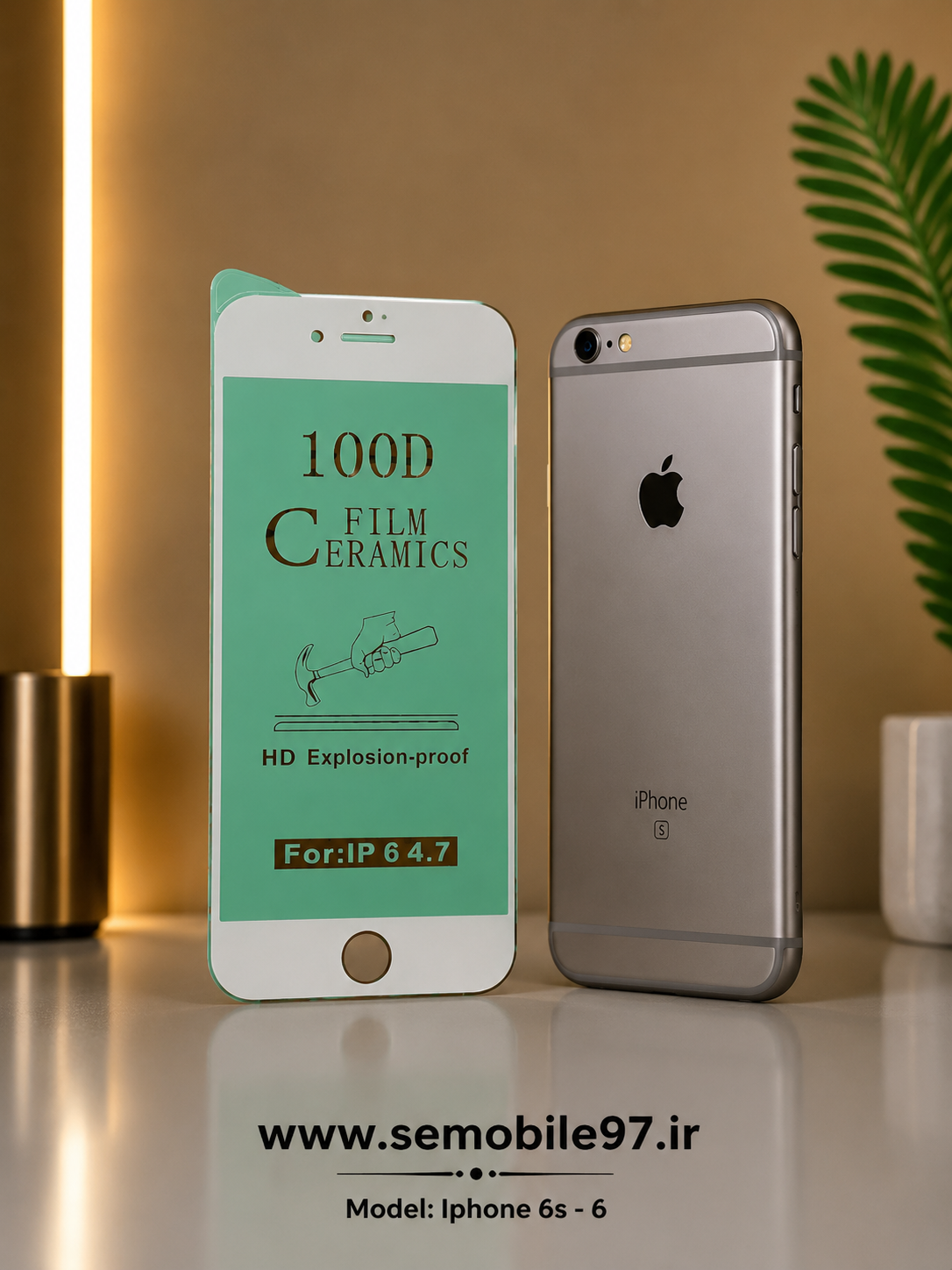 گلس گوشی Iphone 6s - 6 آیفون مدل  سرامیک براق سفید