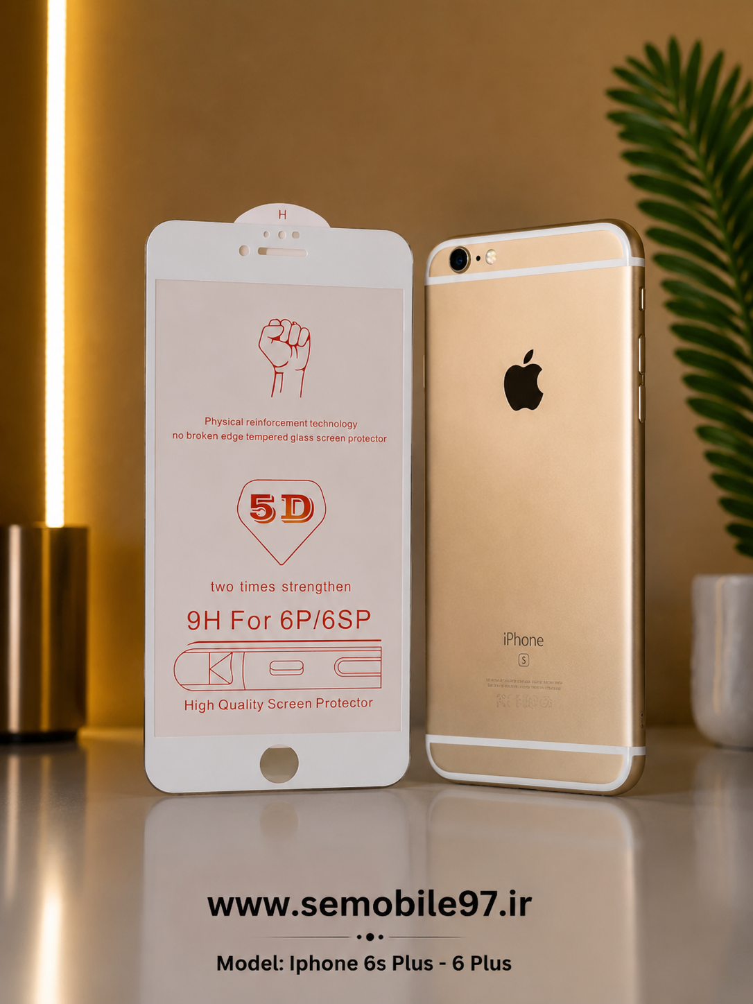 گلس گوشی Iphone 6s Plus - 6 Plus آیفون مدل 5D سفید