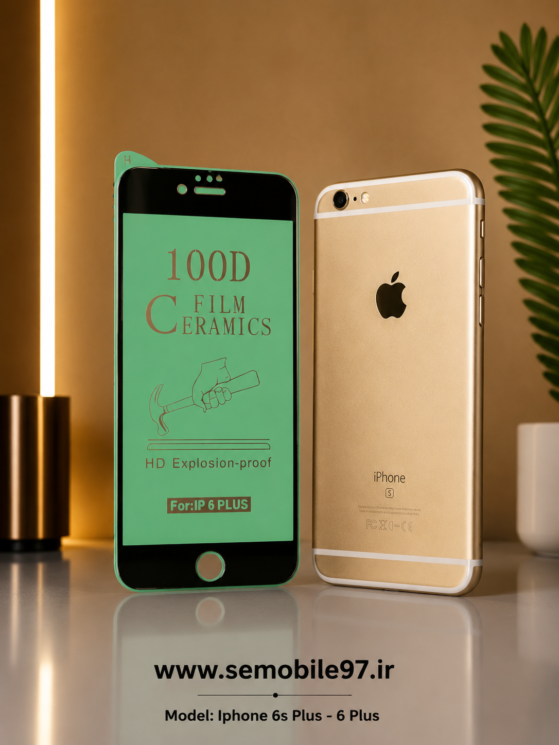 گلس گوشی Iphone 6s Plus - 6 Plus آیفون مدل سرامیک مشکی