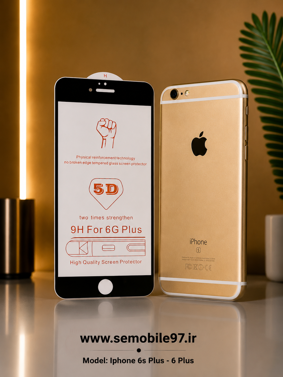 گلس گوشی Iphone 6s Plus - 6 Plus آیفون مدل 5D مشکی