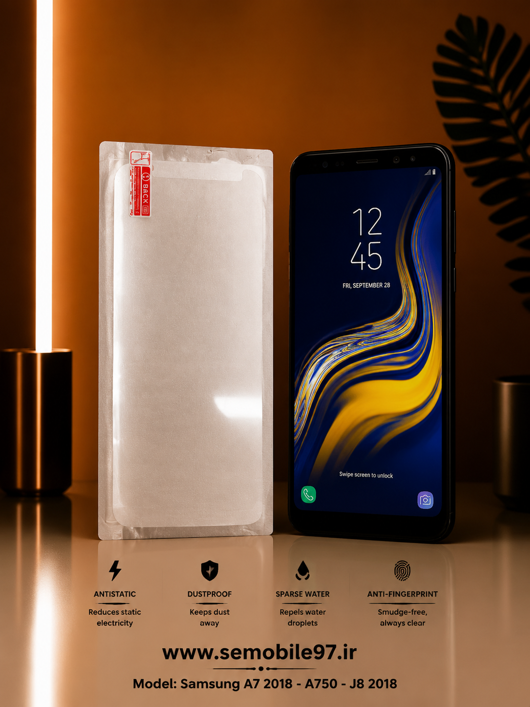 گلس گوشی Galaxy A7 2018 - A750 - J8 2018 سامسونگ مدل شیشه ای معمولی