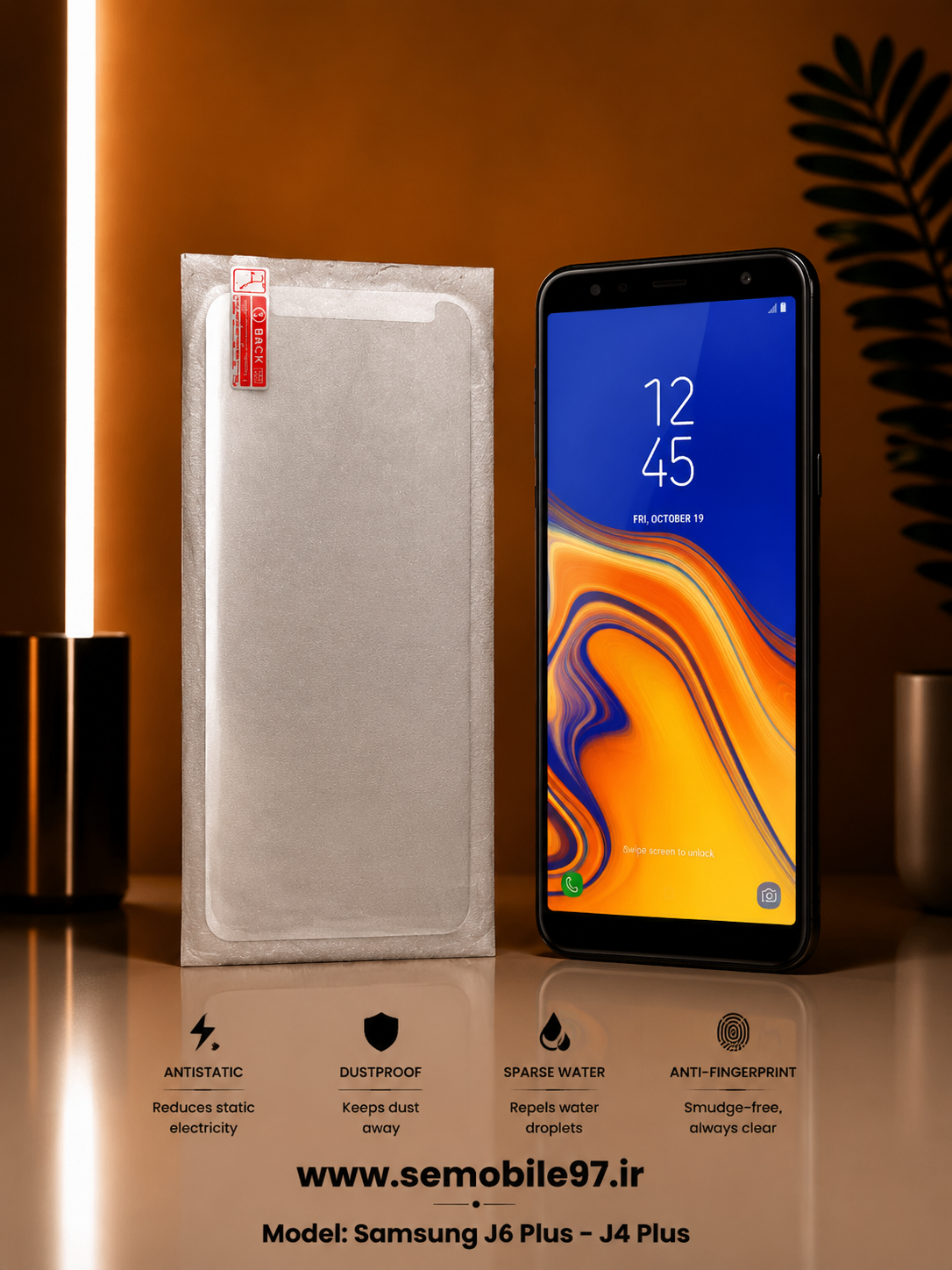گلس گوشی Galaxy J6 Plus - J4 Plus سامسونگ مدل شیشه ای معمولی