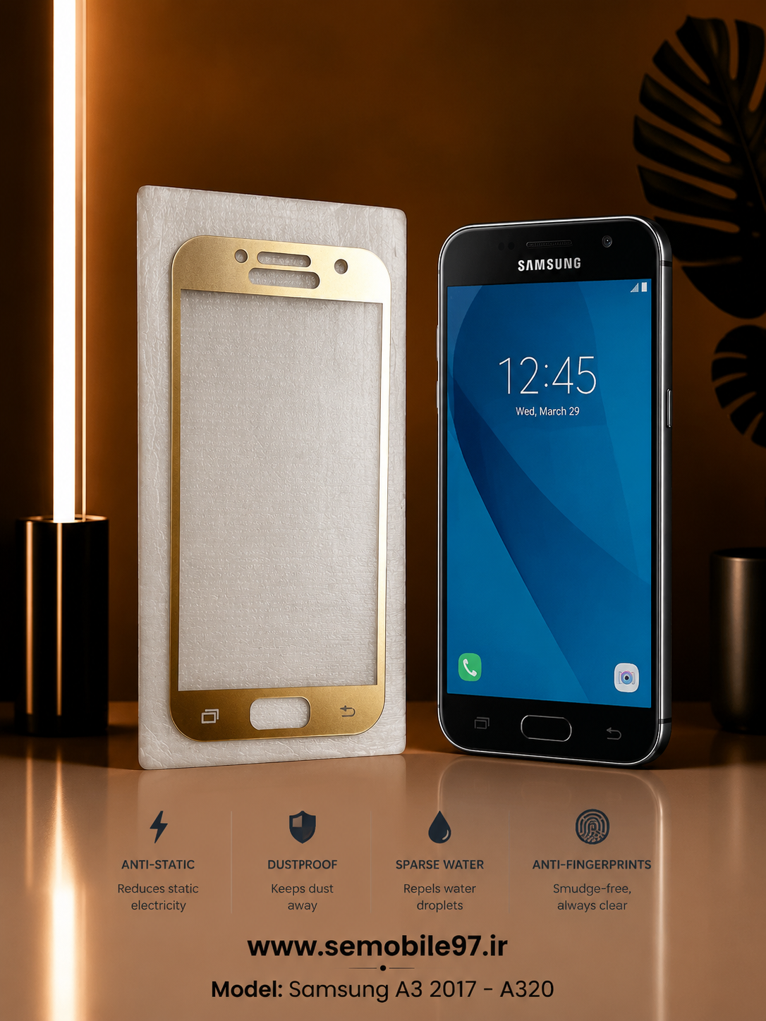 گلس گوشی Galaxy A3 2017 - A320 سامسونگ مدل شیشه ای 9D