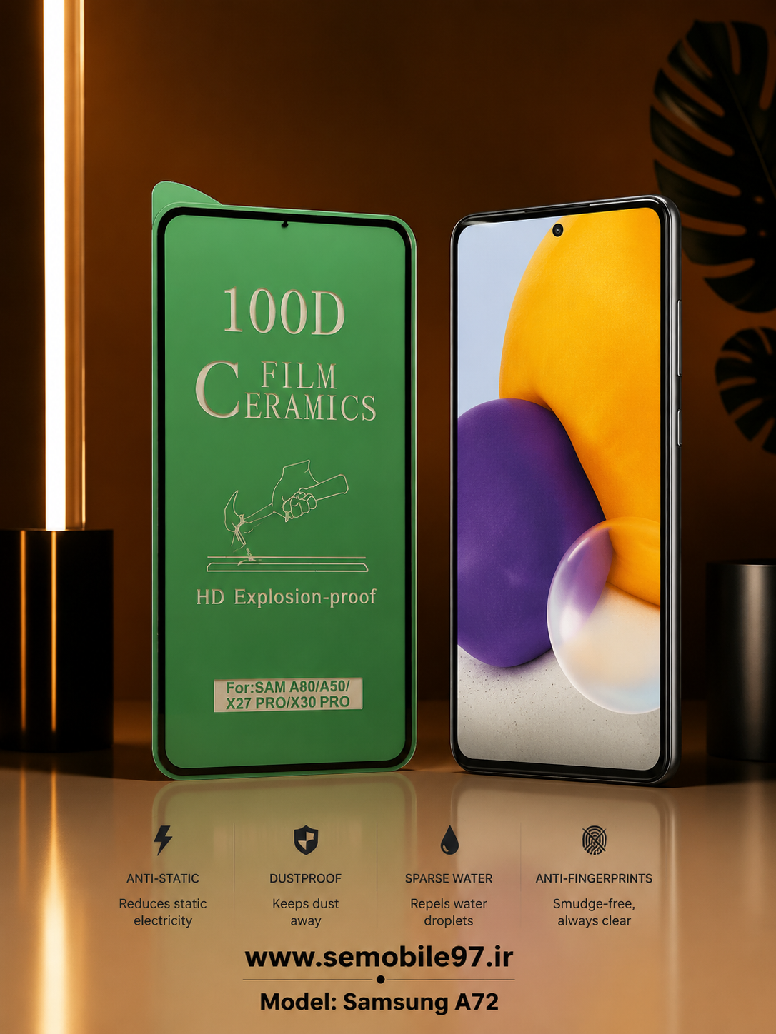 گلس گوشی Galaxy A72 سامسونگ مدل سرامیک براق