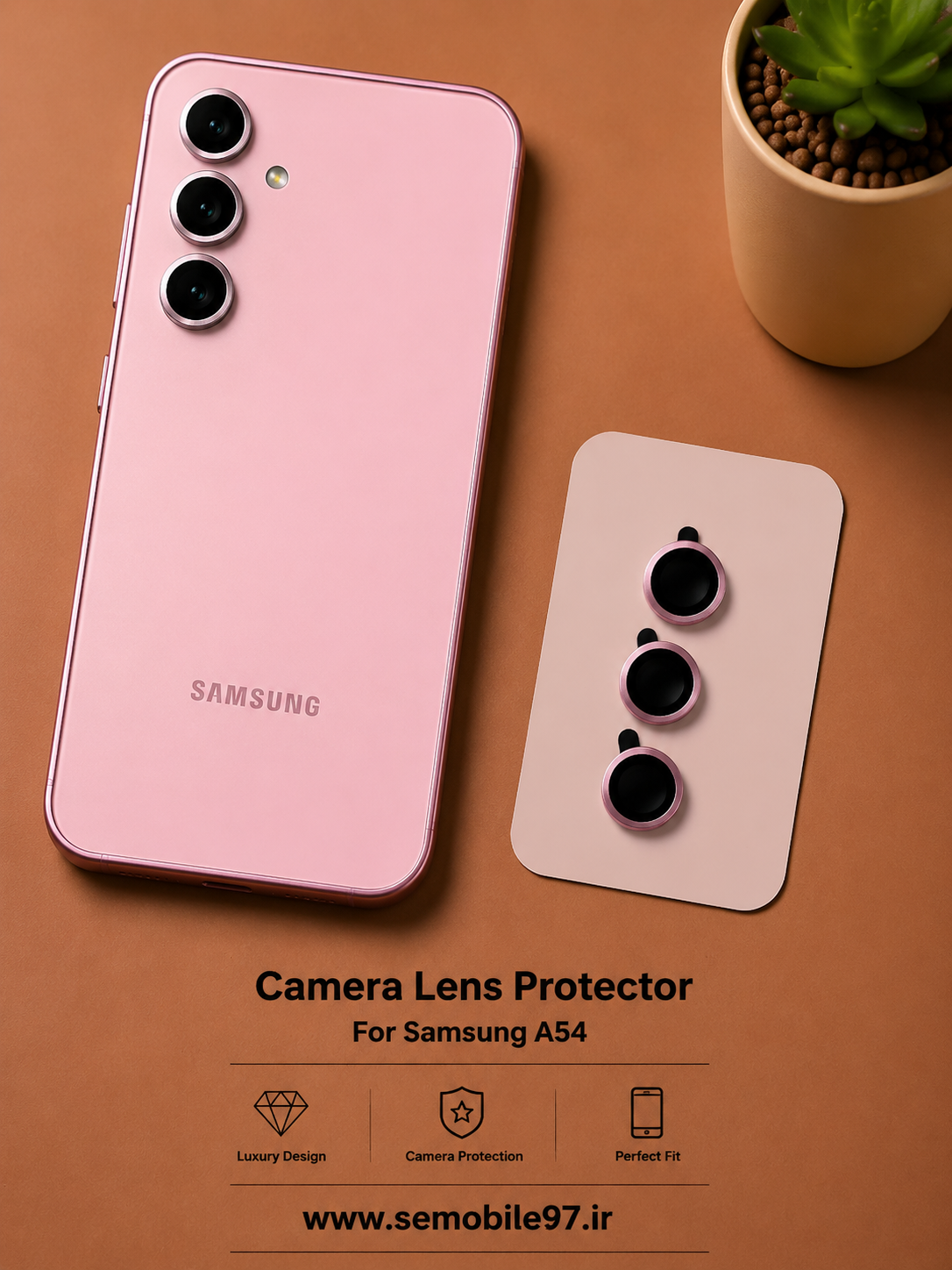 گلس لنز دوربین Samsung A54 سامسونگ مدل رینگی صورتی
