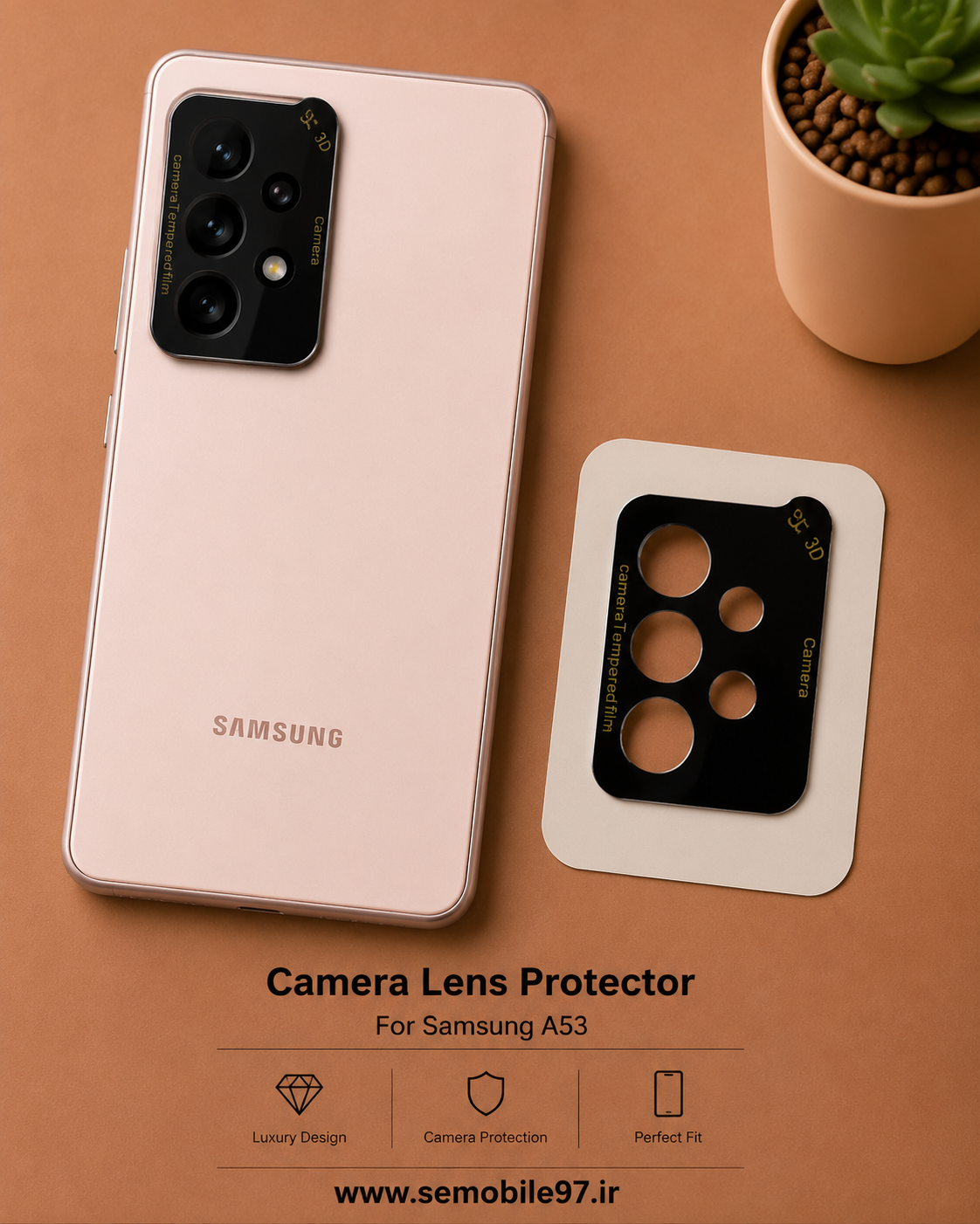 گلس لنز دوربین Samsung A53  مدل 3D