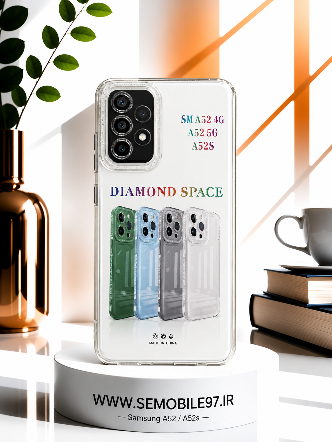 قاب گوشی Galexy A52s - A52 سامسونگ مدل شفاف طرح دور نگینی