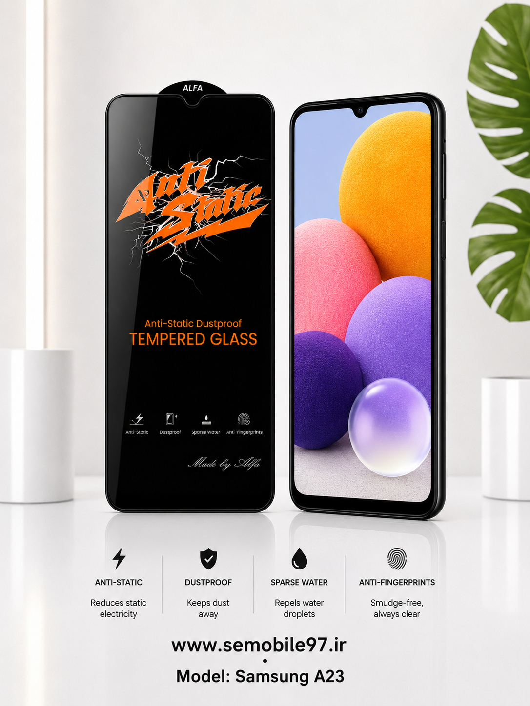 گلس گوشی Galaxy A23 سامسونگ مدل آنتی استاتیک