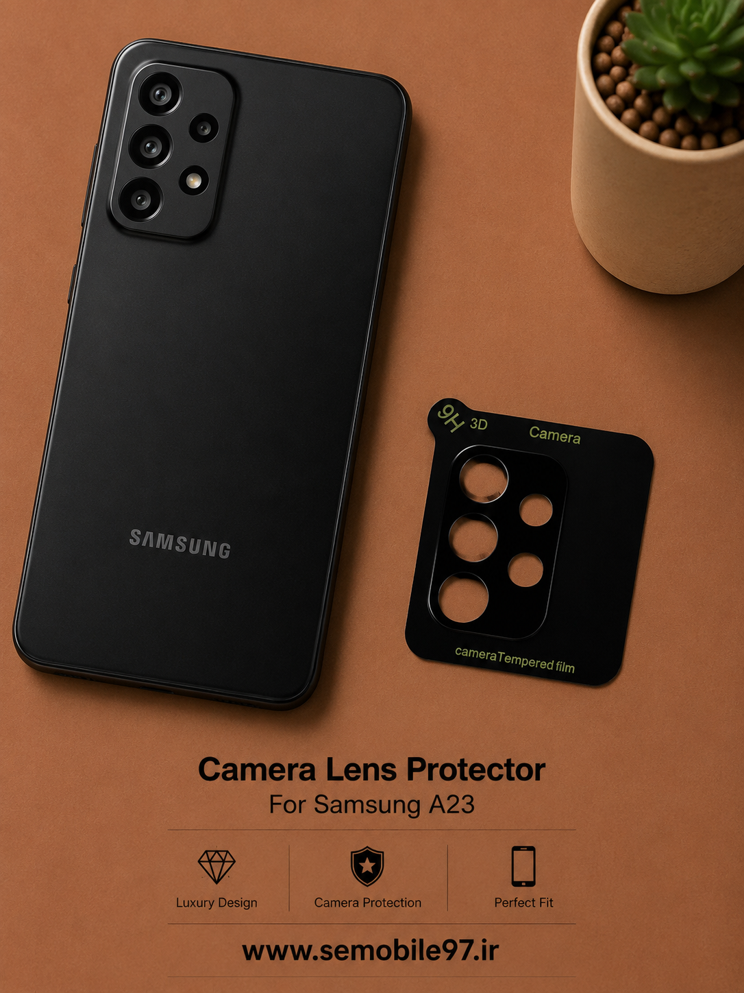 گلس لنز دوربین Samsung A23  مدل 3D