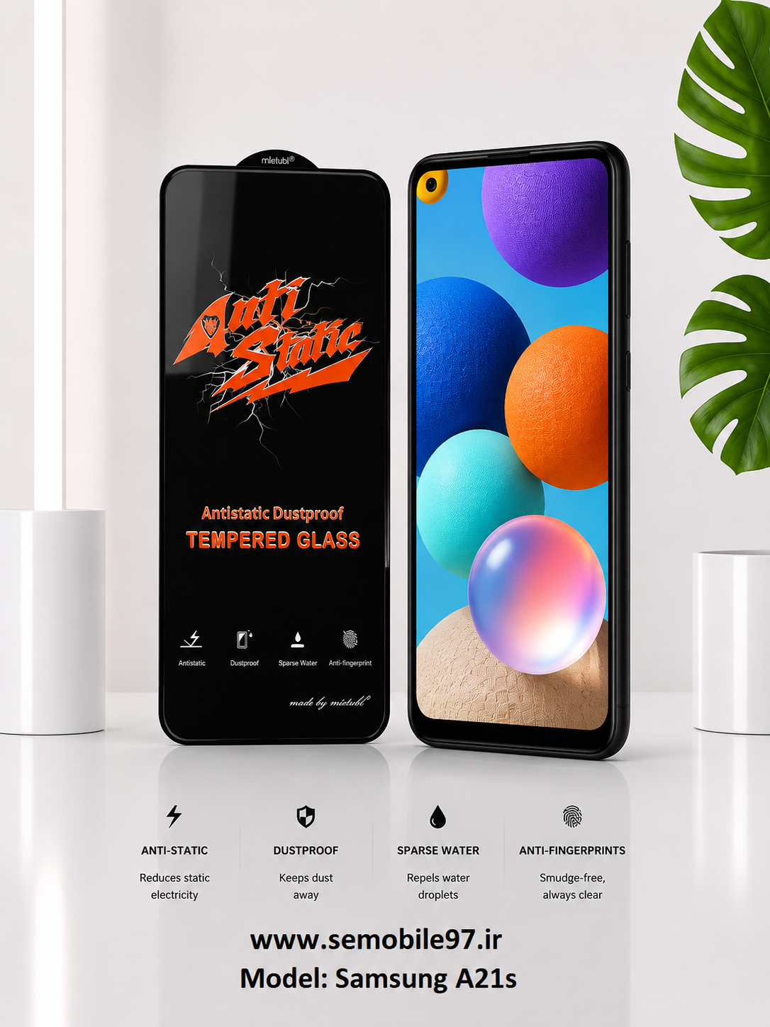 گلس گوشی Galaxy A21s سامسونگ مدل آنتی استاتیک