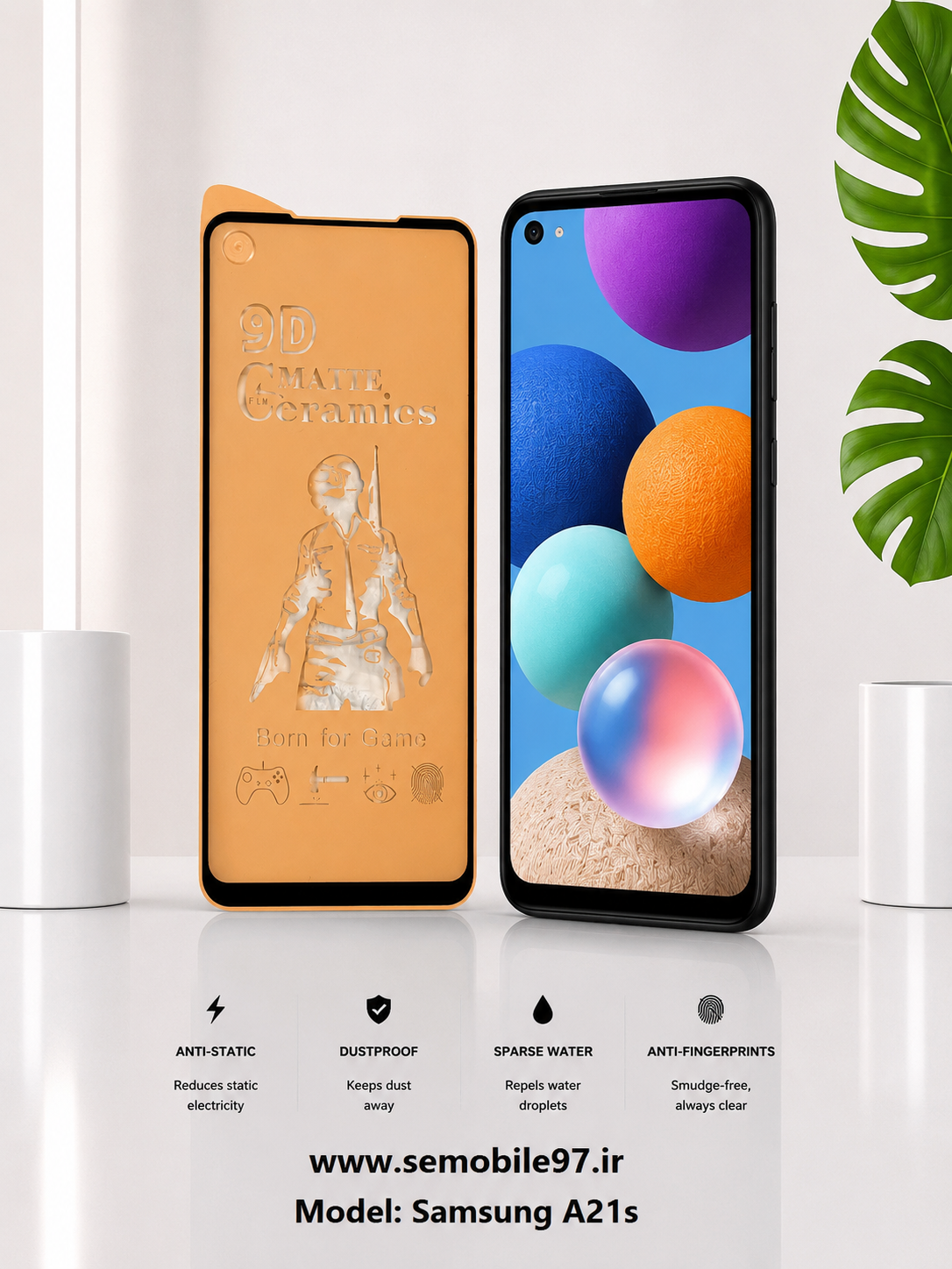 گلس گوشی Galaxy A21s سامسونگ مدل سرامیک مات