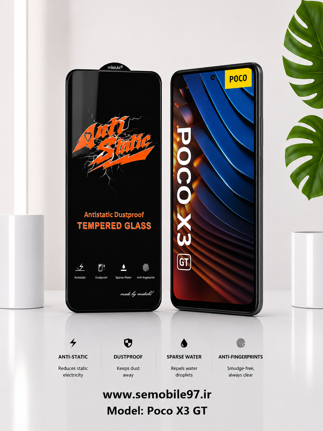 گلس گوشی Poco X3 GT شیائومی مدل آنتی استاتیک