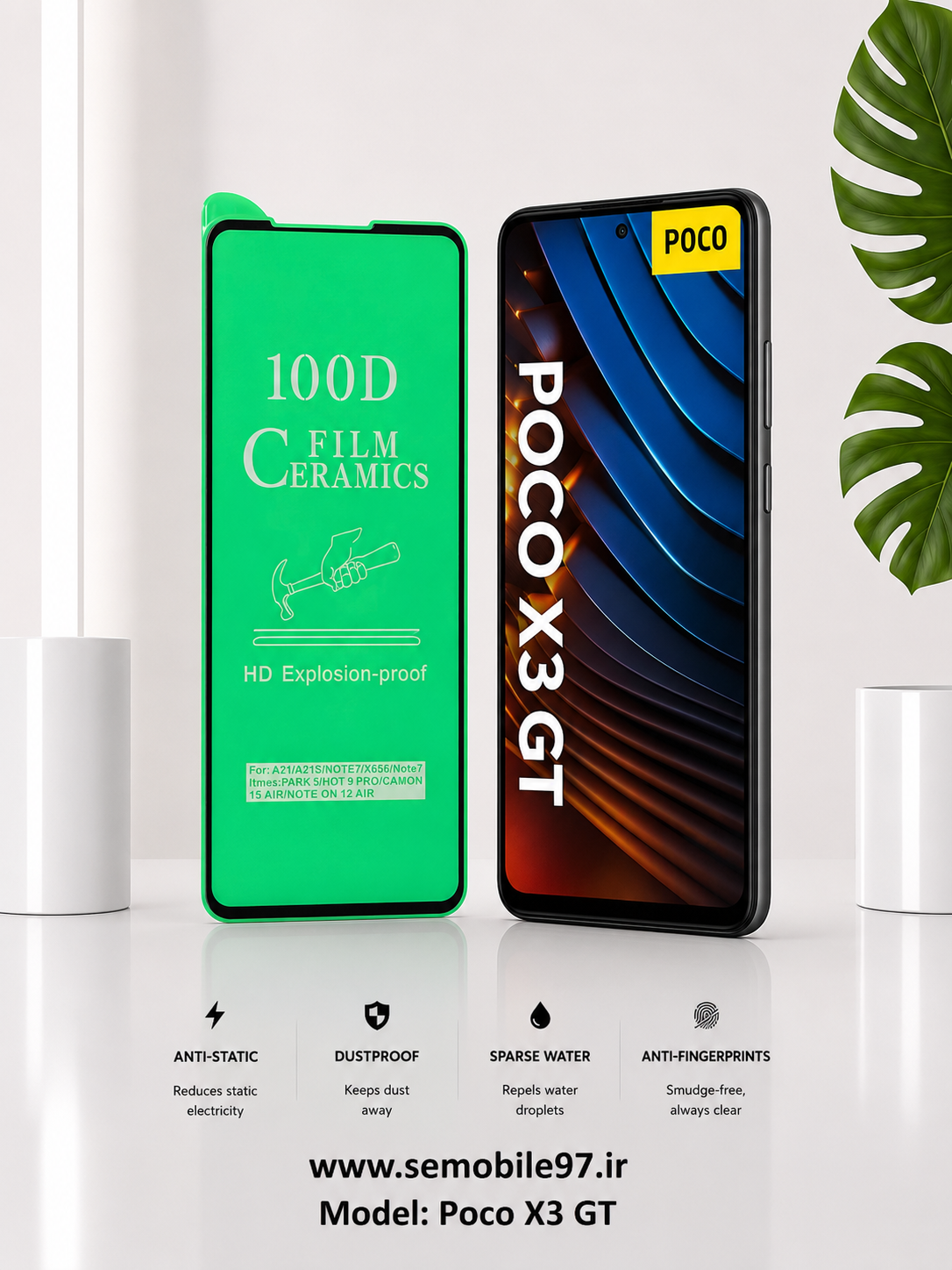 گلس گوشی Poco X3 GT شیائومی مدل سرامیک براق
