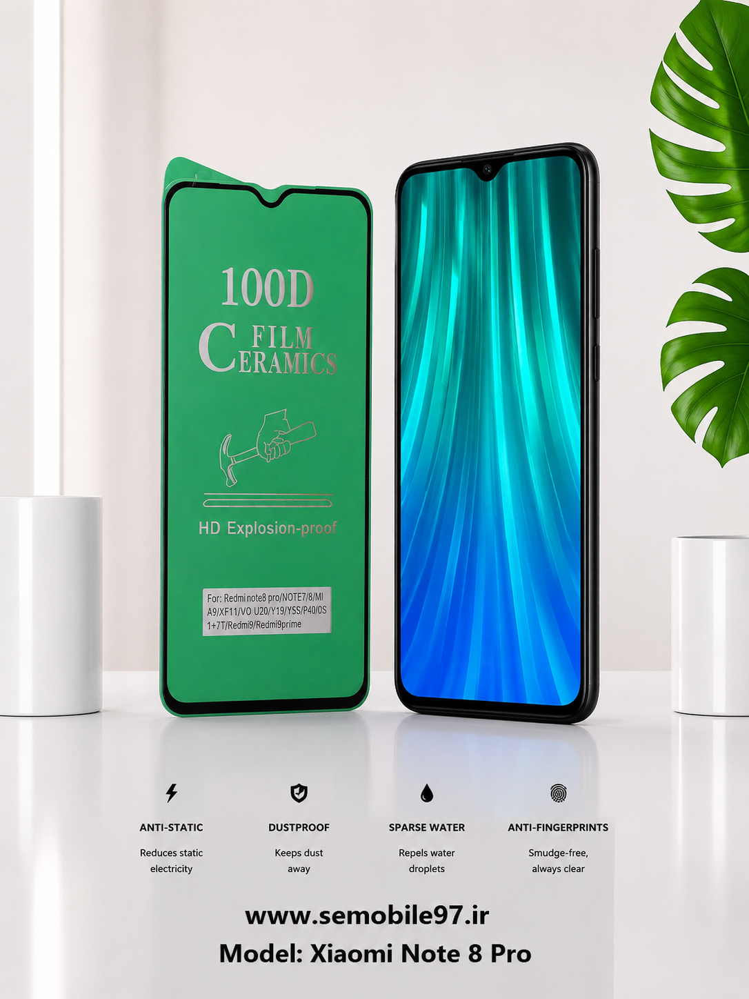 گلس گوشی Note 8 Pro شیايومی مدل سرامیکی
