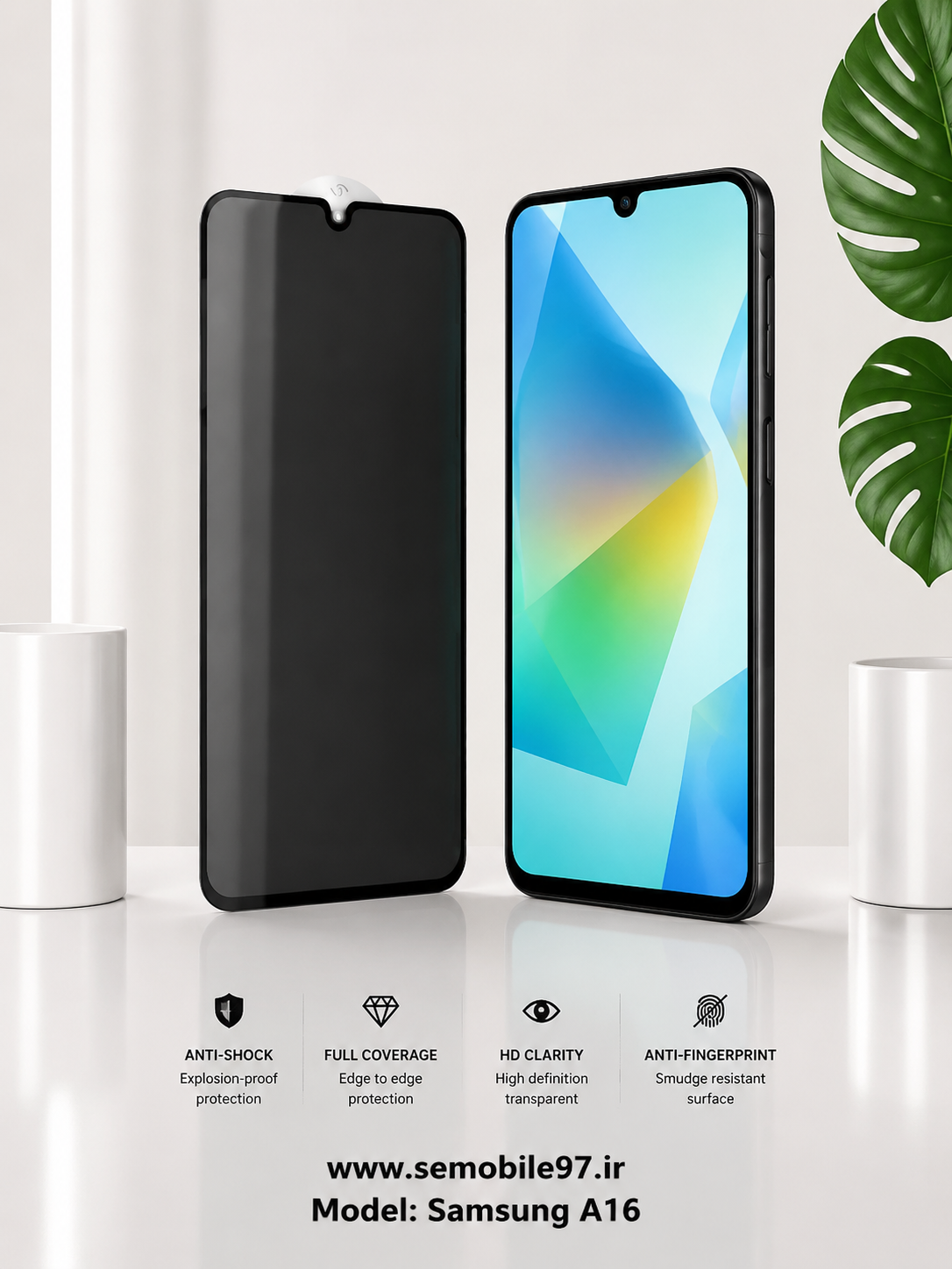 گلس گوشی Galaxy A16 سامسونگ مدل پرویسی حریم خصوصی