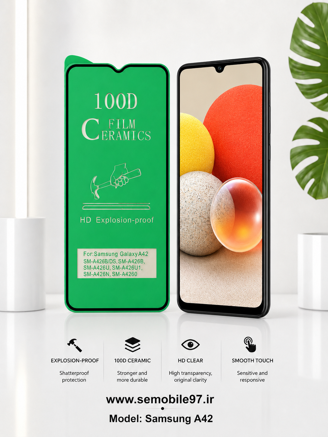 گلس گوشی Galaxy A42 5G سامسونگ مدل سرامیک براق