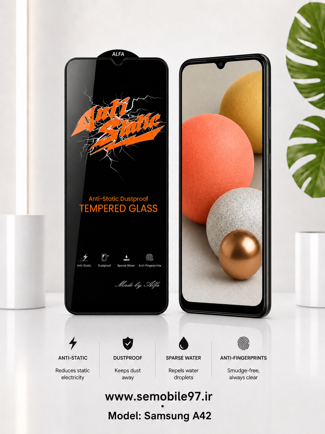 گلس گوشی Galaxy A42 5G سامسونگ مدل آنتی استاتیک