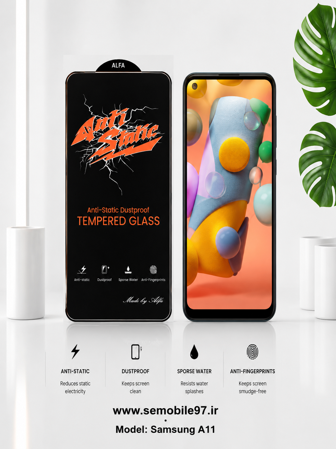 گلس گوشی Galaxy A11 سامسونگ مدل آنتی استاتیک