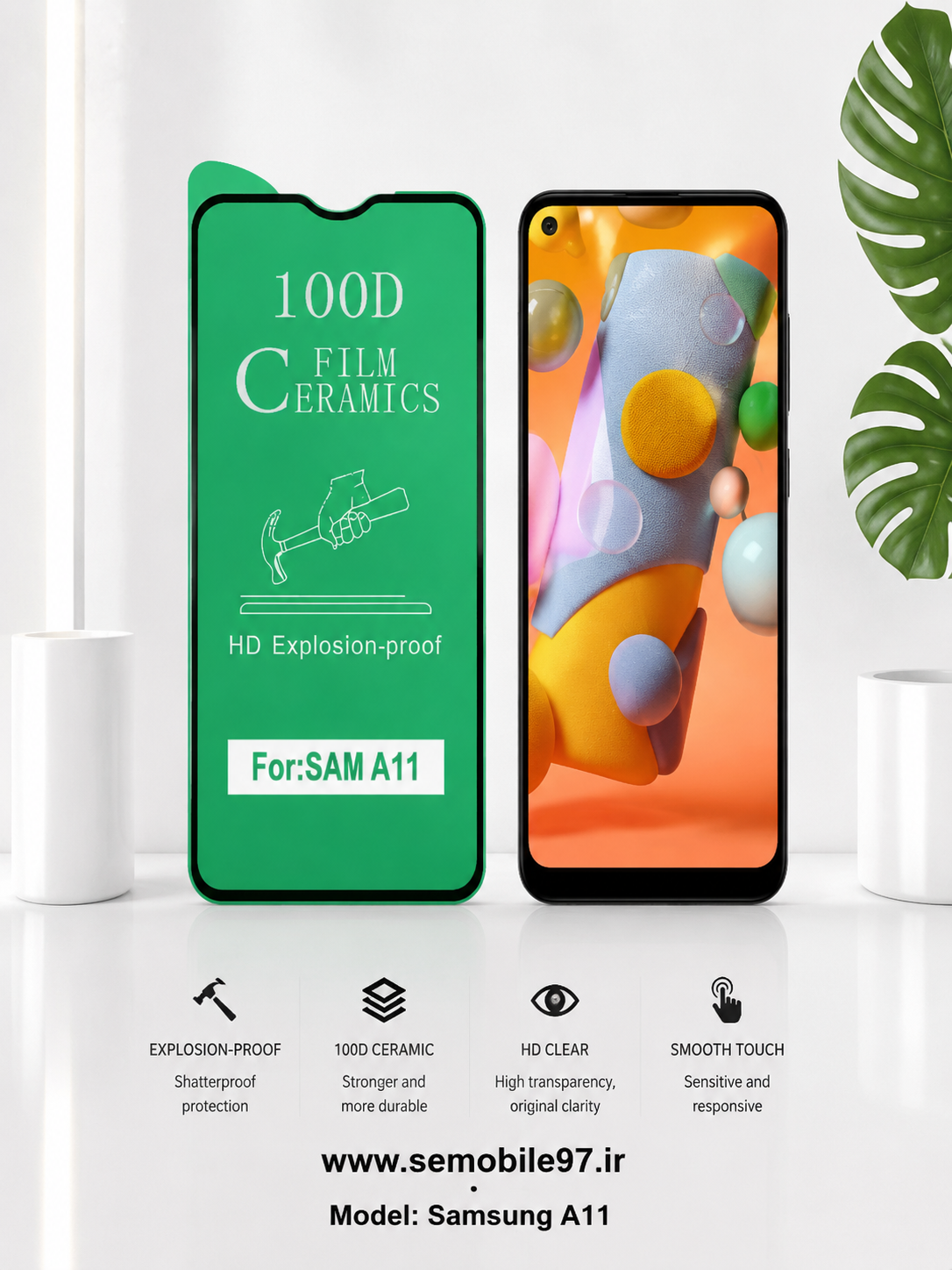 گلس گوشی Galaxy A11 سامسونگ مدل سرامیک براق
