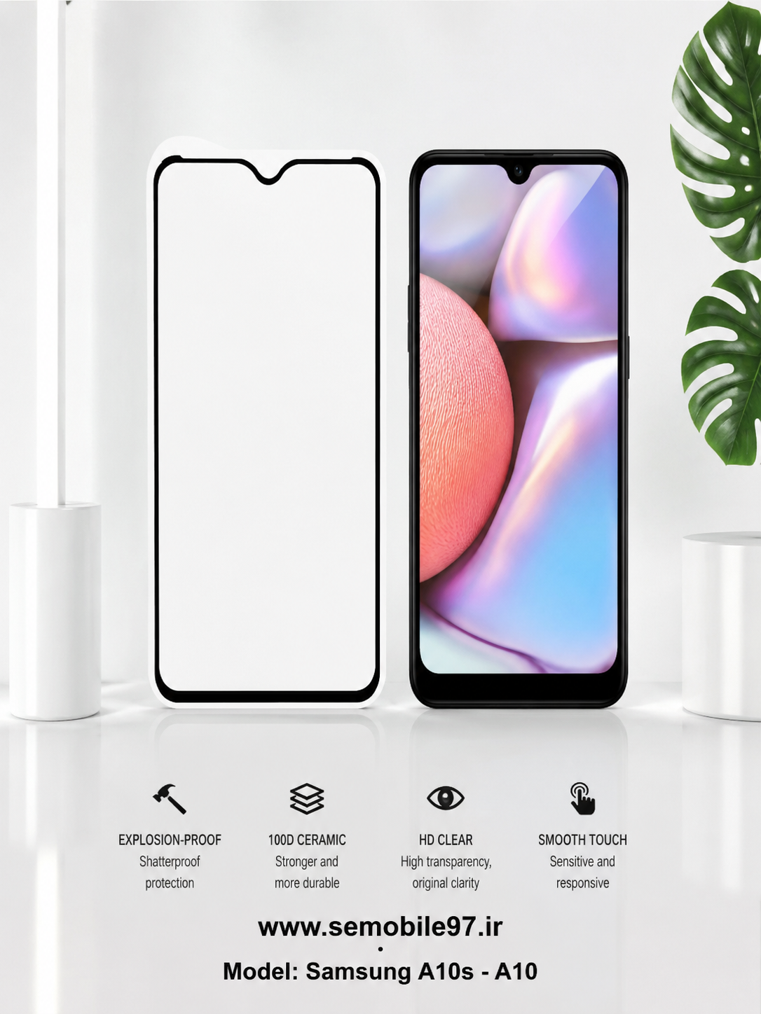 گلس گوشی Galaxy A10s - A10 سامسونگ مدل سرامیک براق