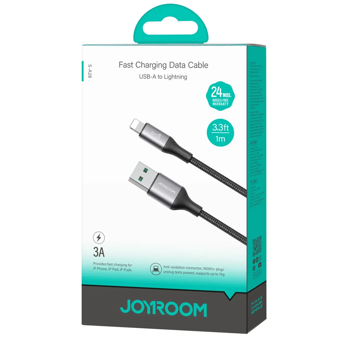 کابل آیفون لایتنینگ 30 وات 3 آمپر جویروم JOYROOM مدل S-A28