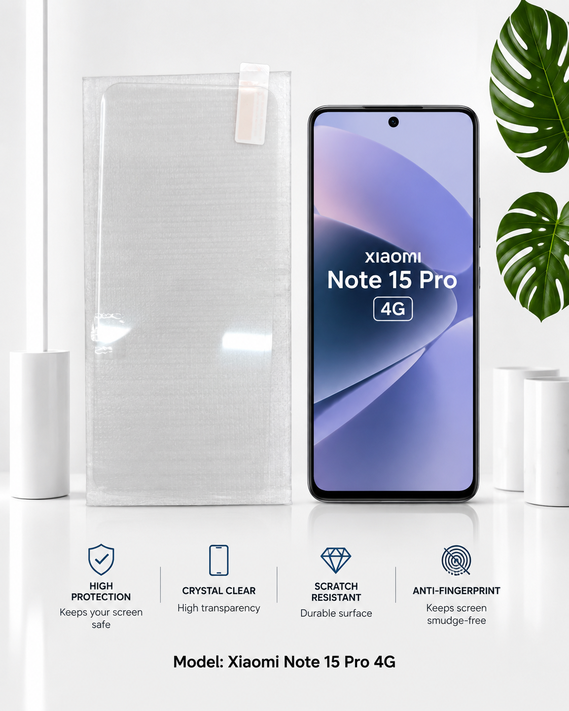 گلس گوشی Note 15 Pro 4G شیائومی مدل شیشه ای یو وی (UV)
