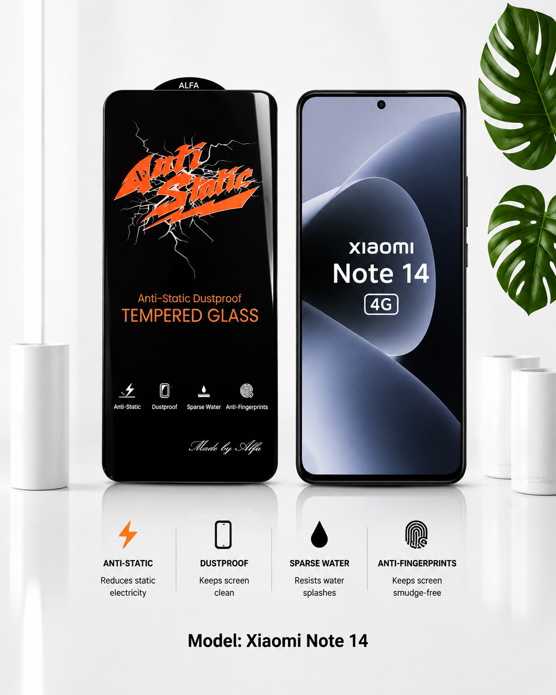 گلس گوشی Note 14 4G شیايومی مدل آنتی استاتیک