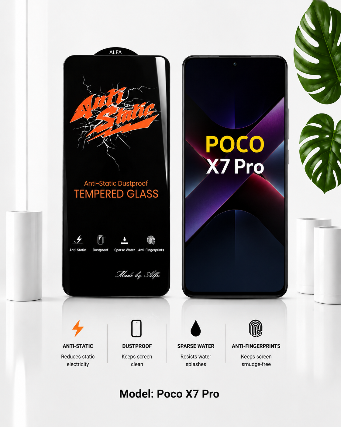 گلس گوشی Poco X7 Pro شیايومی مدل آنتی استاتیک