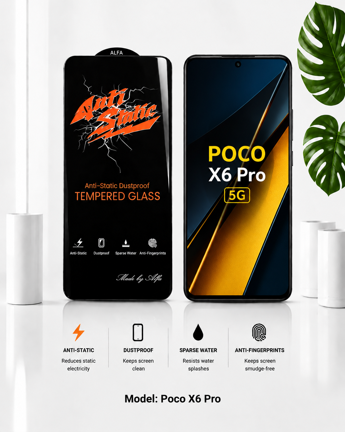 گلس گوشی Poco X6 Pro شیايومی مدل آنتی استاتیک
