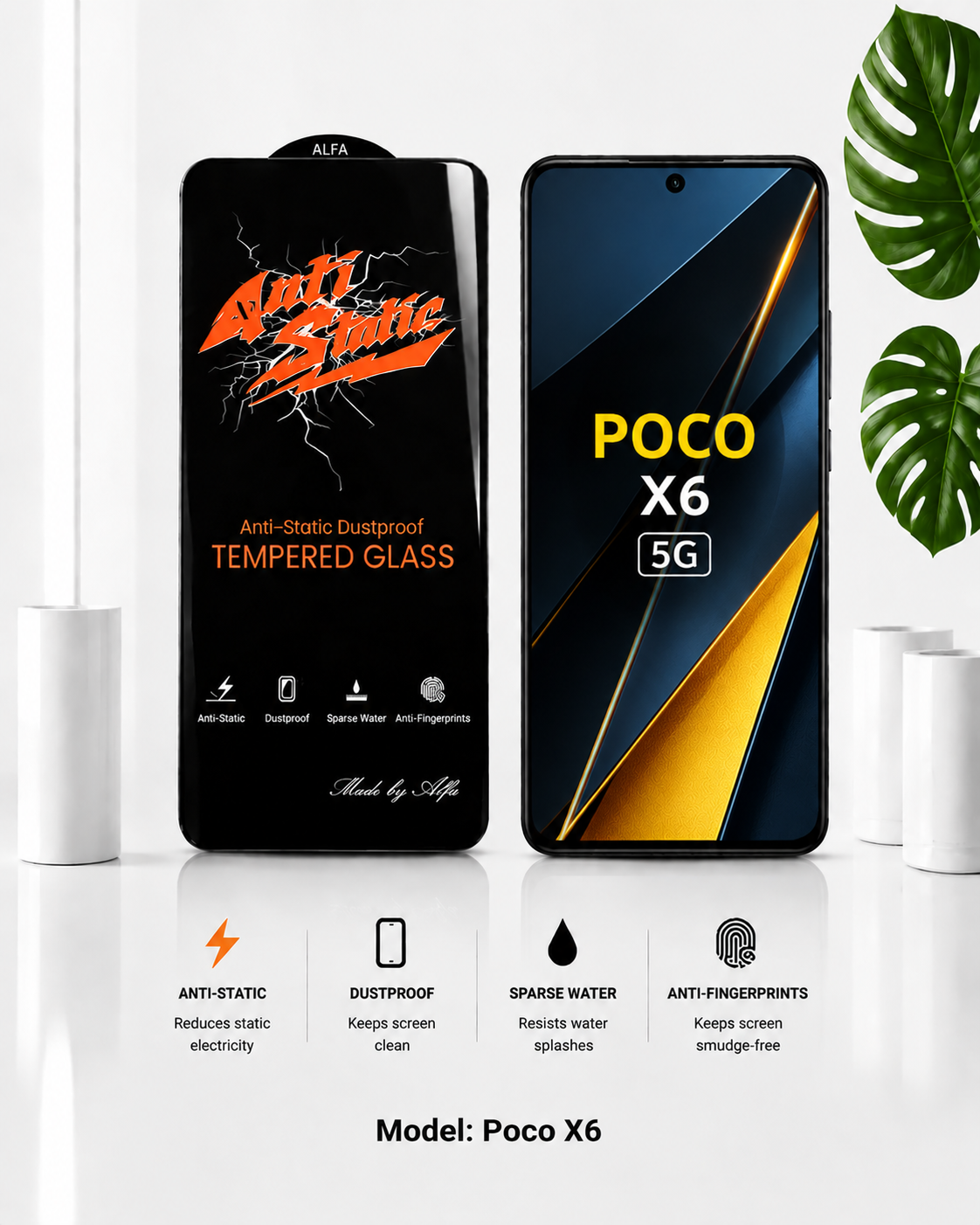 گلس گوشی Poco X6 شیايومی مدل آنتی استاتیک