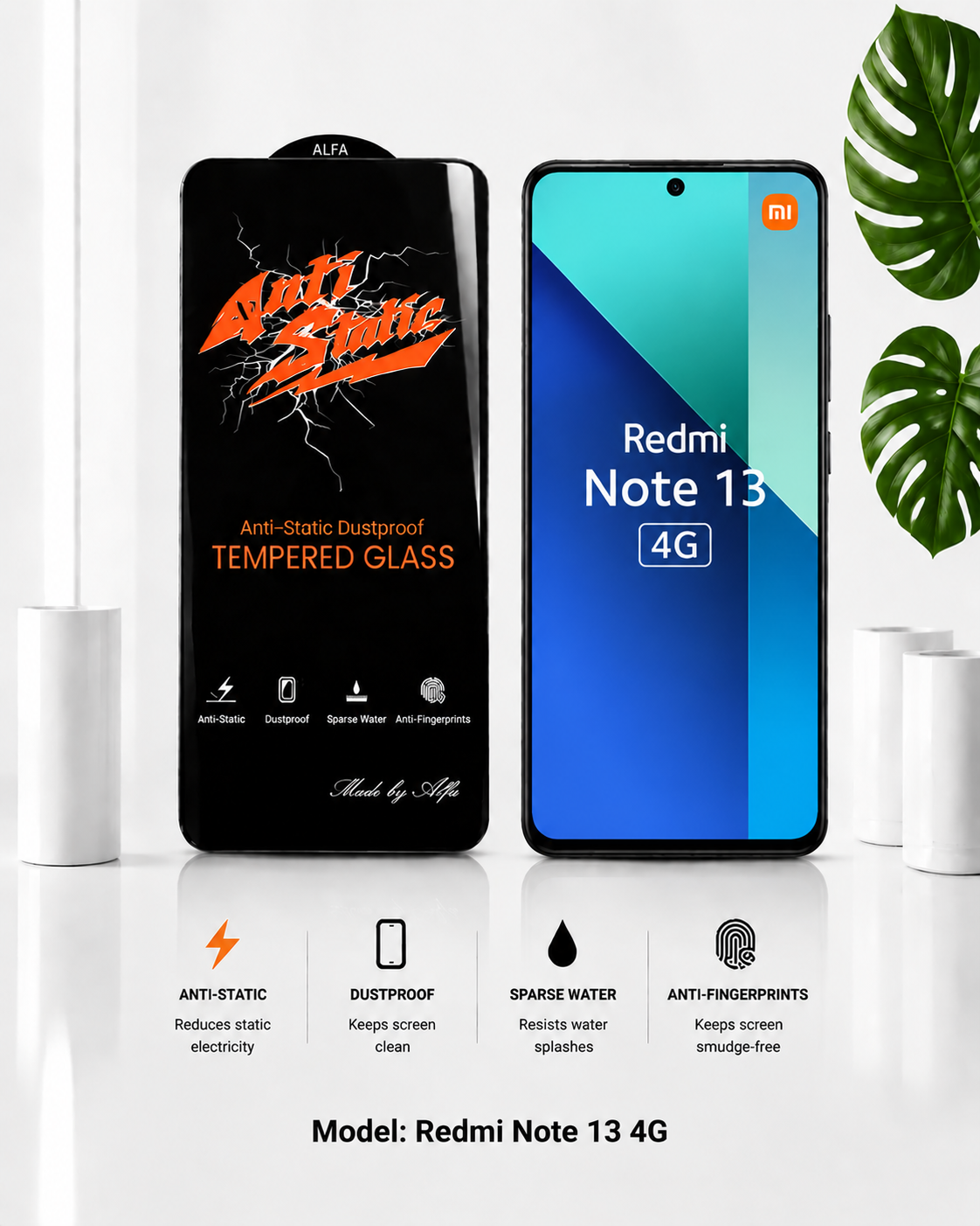 گلس گوشی Note 13 4G شیايومی مدل آنتی استاتیک