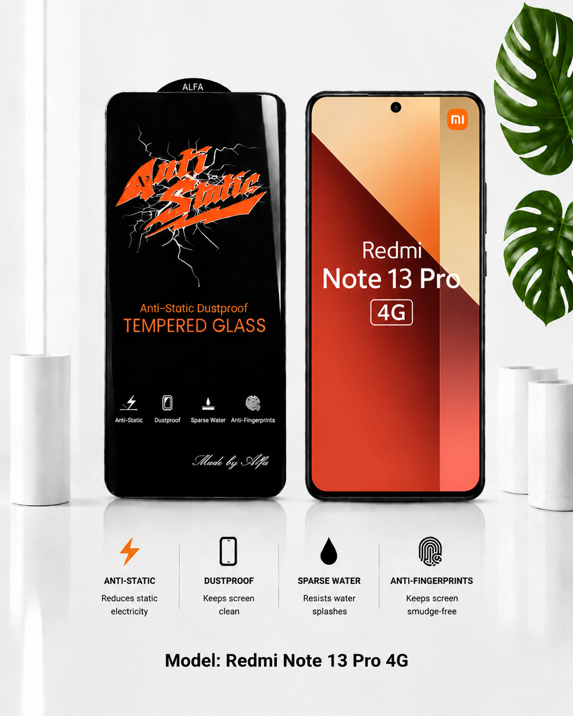 گلس گوشی Note 13 Pro شیايومی مدل آنتی استاتیک