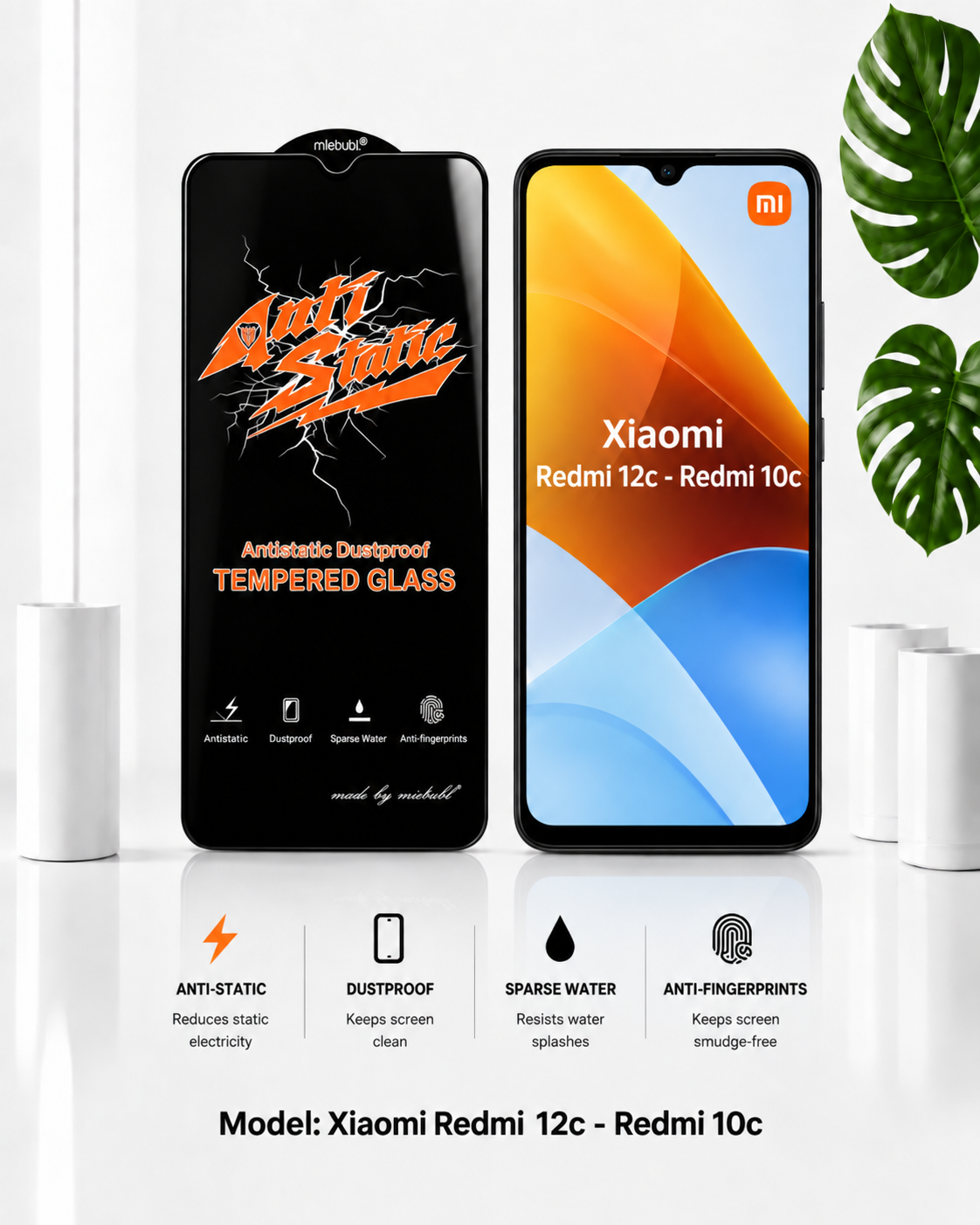 گلس گوشی Redmi 12c - Redmi 10c شیايومی مدل آنتی استاتیک
