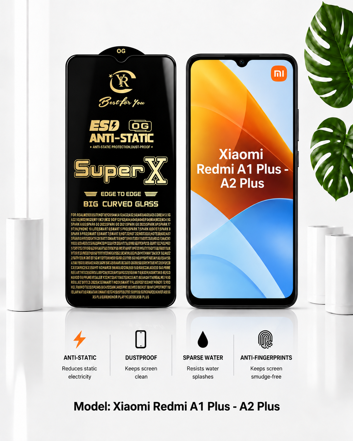 گلس گوشی Redmi A1 Plus - A2 Plus شیايومی مدل آنتی استاتیک
